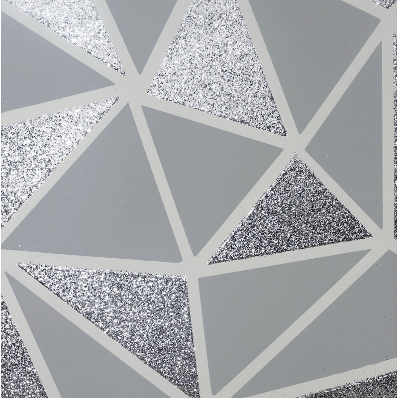 Marionville 6m x 53cm Textured Glitter Paste the Wall Wallpaper Roll Geometric Silver Grey
