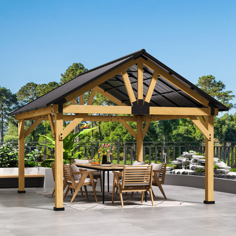 Toit rigide de 15 pi L 13 pi. D Pavillon de jardin en bois massif