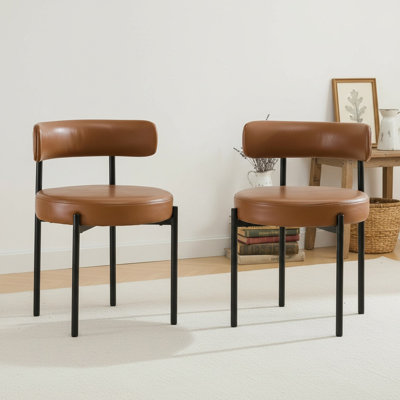 Chaise d'appoint rembourrée en similicuir moderne avec structure en métal