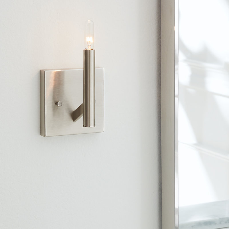 Dimmable Bath Sconce, No, Brushed Nickel - Chrome Inlay