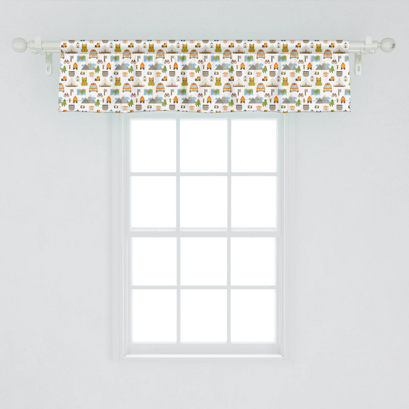 White and Multicolor Camping Elements Rod Pocket Valance