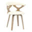 Chaise de salle à manger en bois Howzell revêtue de cuir avec structure en bois de peuplier teint et dossier ouvert-875269931