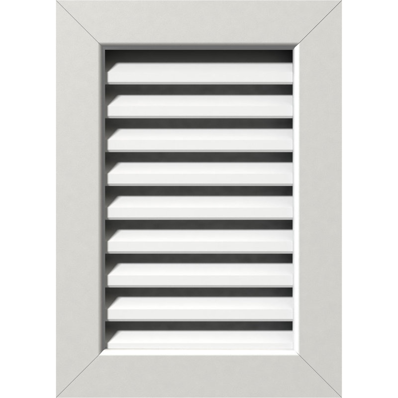 Vertical Functional Gable Vent with Flat Trim Frame, 25" H x 25" W x 3" D