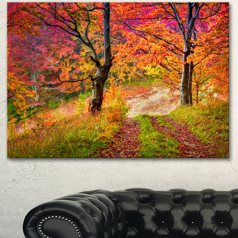 Bright Colorful Fall Trees Landscape Canvas Print