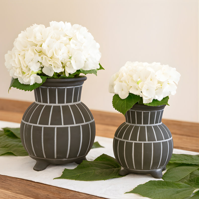 Ensemble de 2 vases en céramique, Gris