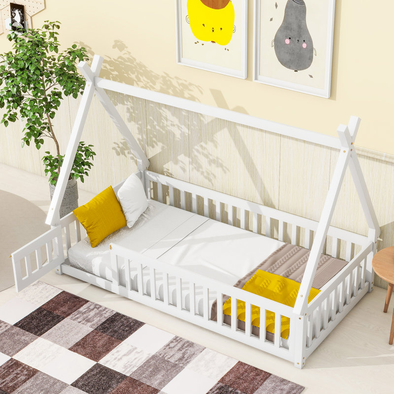 Lit plateforme standard en forme de tente Arik Kids par Harper Orchard, Simple, Blanc