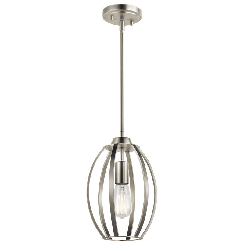 Luminaire suspendu géométrique 1 lumière Hong, Nickel brossé