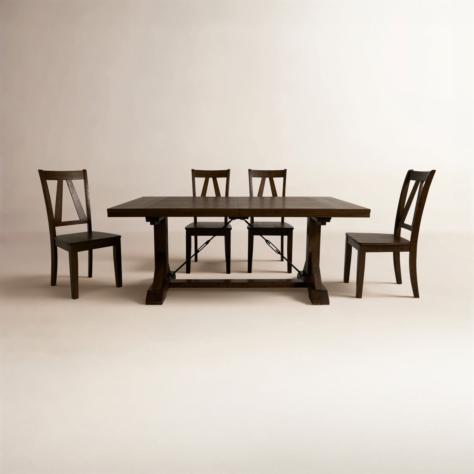 Butler Dining Table Set with Removable Leaf, 5 Pieces: Table, 4 Chairs