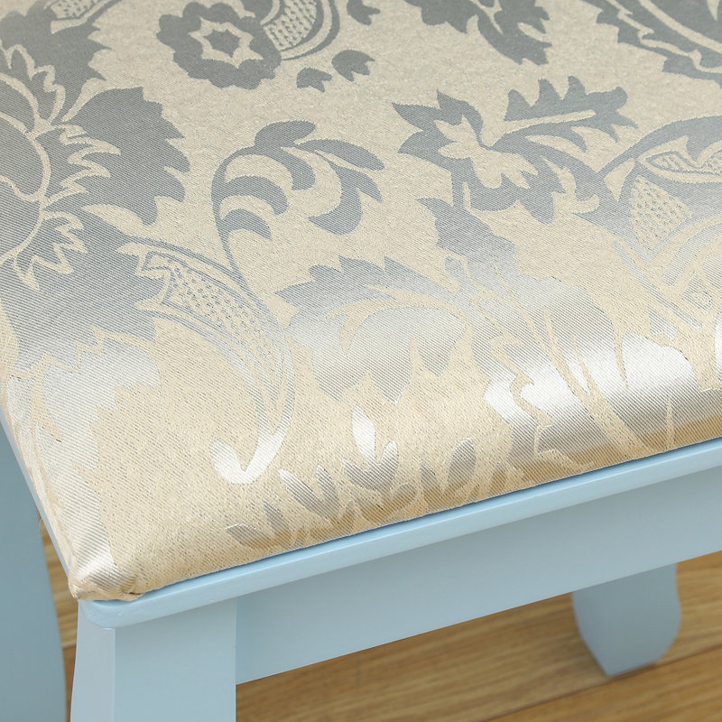 Ensemble coiffeuse avec tabouret et miroir Damonni, Bleu