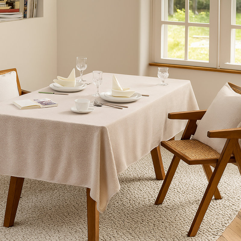 Waffle Weave Solid Color Tablecloth, Natural, 56" W x 88" L