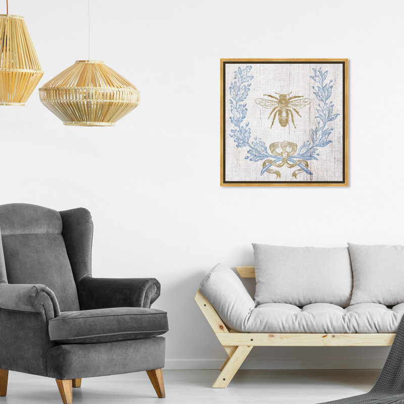 Couronne et ruban I - impression, H 21 po x l 21 po, Toile avec cadre doré