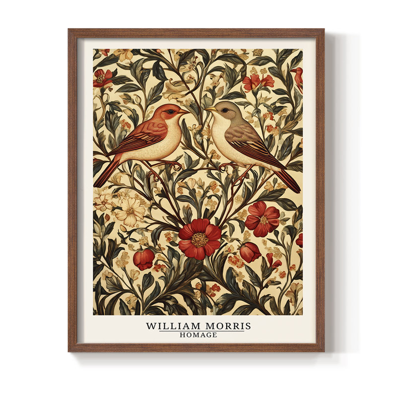 WM MORRIS Series CCV Framed Print - Solid Wood, 21" H x 17" W, Walnut
