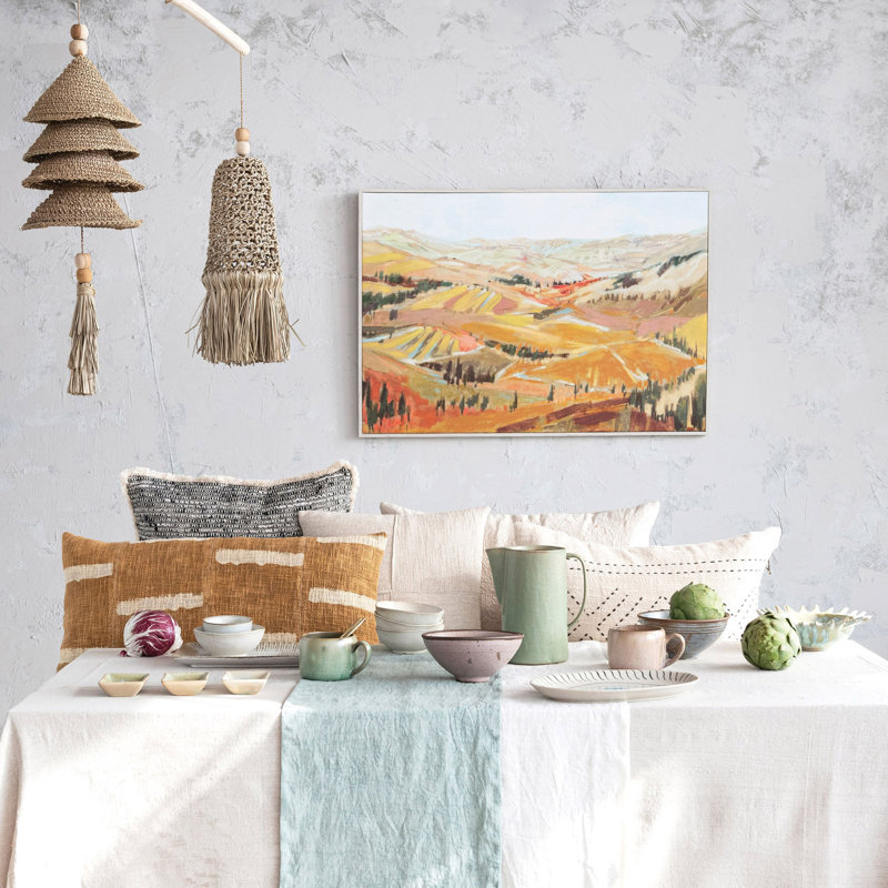 Wood and Hand-Woven Seagrass and Rattan Wall Hanging