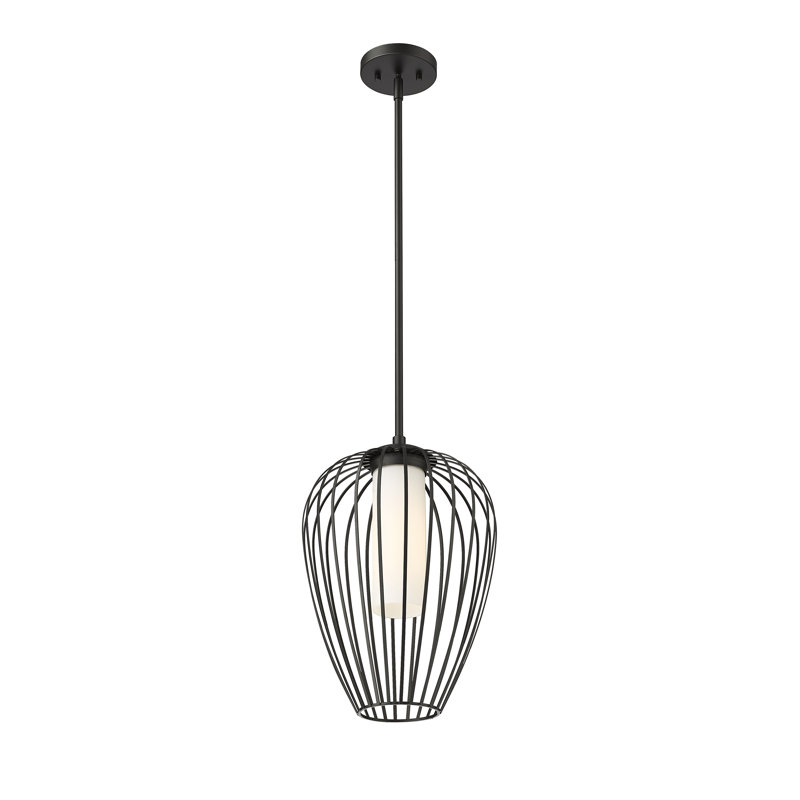 Luminaire suspendu 1 lumière Burakcan, Noir mat, H 97,5 po x l 12 po x P 12 po
