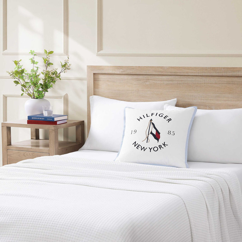 Tommy Hilfiger NY Flag White Throw Pillow