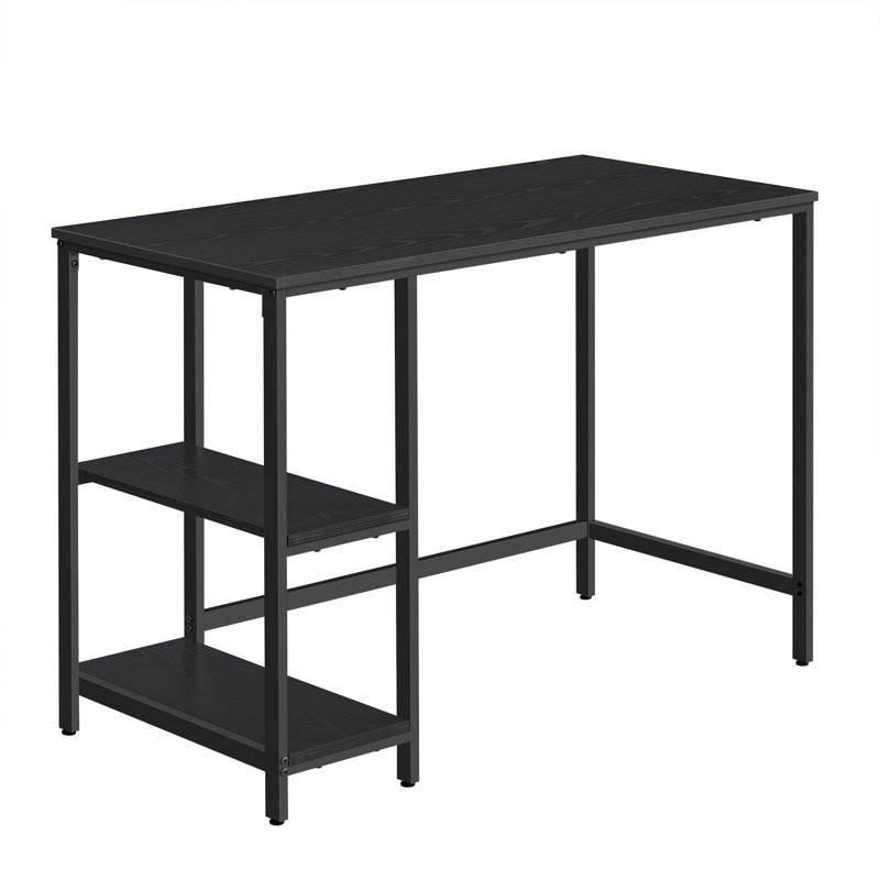Alaudin Metal Base Computer Desk, Ebony Black/Black