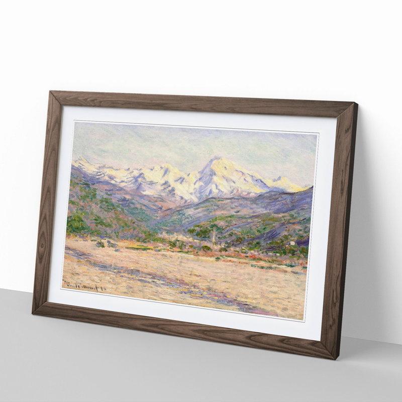 The Valley of the Nervia by Claude Monet - Picture Frame Painting, 27cm H x 36cm W x 2cm D, Walnut Framed