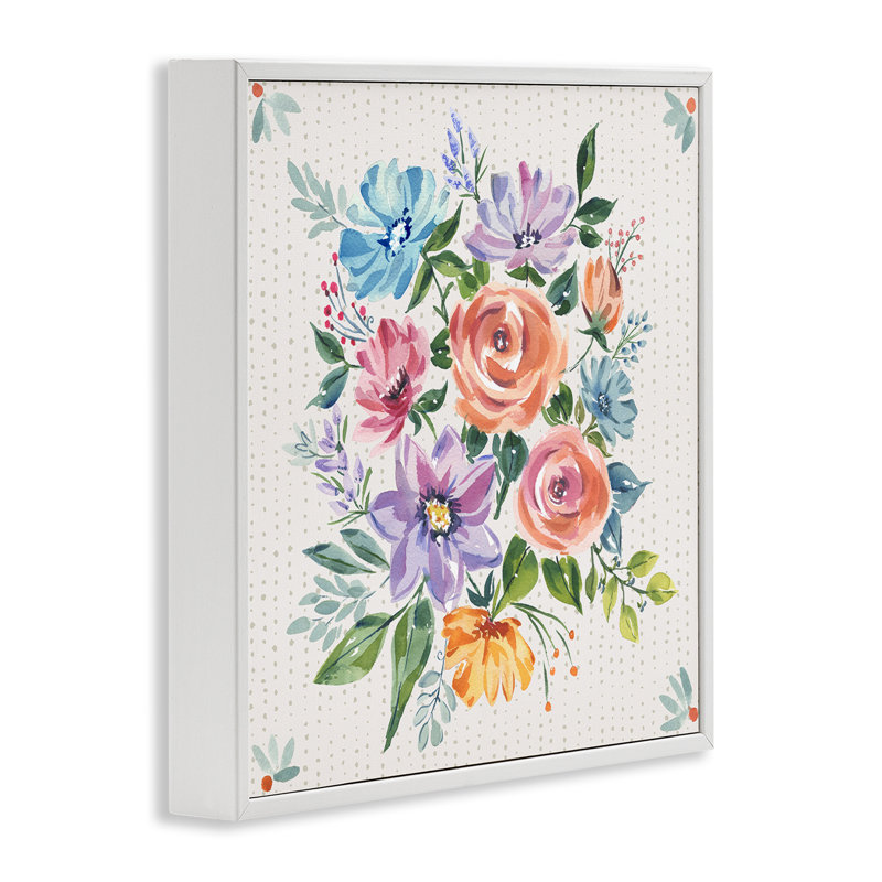 Fleurs romantiques encadrées, estampe numérique, conception par Jenny Faw, H 24 po x l 24 po