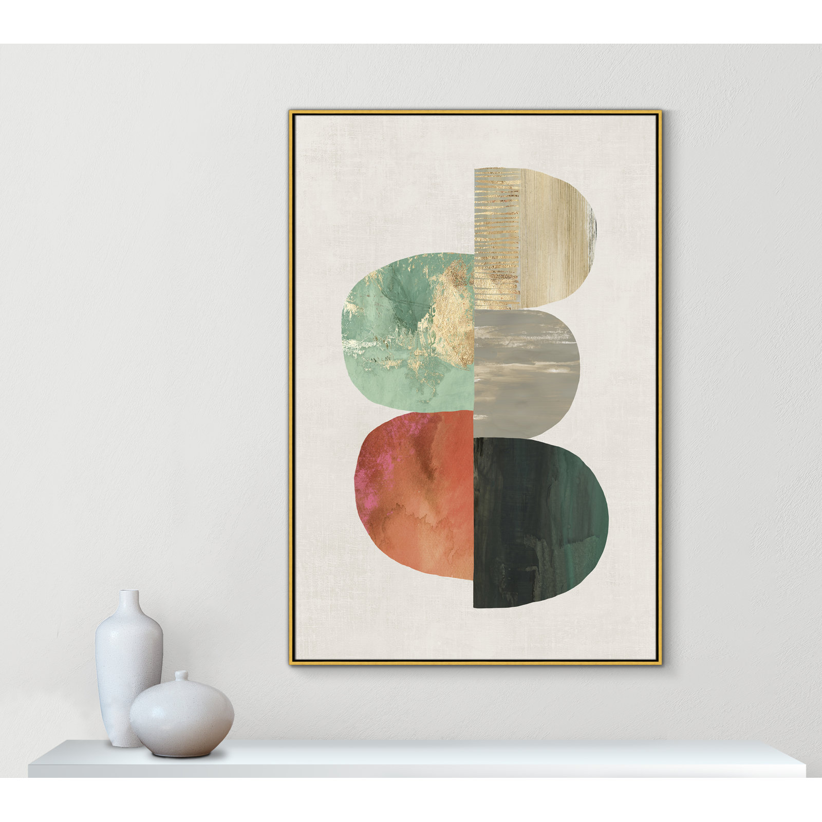 Evolving Energy I - Painting Print, Picture Framed Canvas, 61.5" H x 41.5" W, Gold