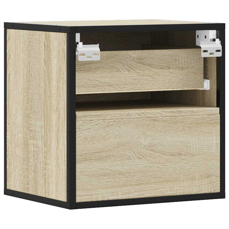 40cm W Metal Bedside Table, Sonoma Oak