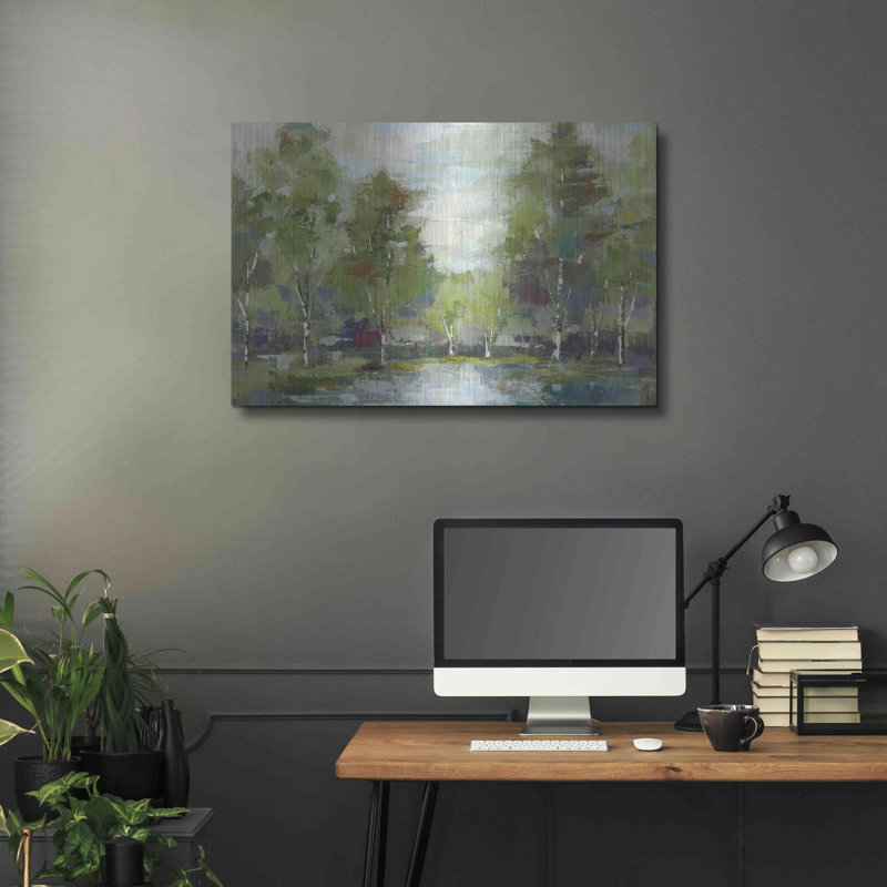 «Forest At Dawn» par Silvia Vassileva, art mural en métal, H 24 po x l 36 po