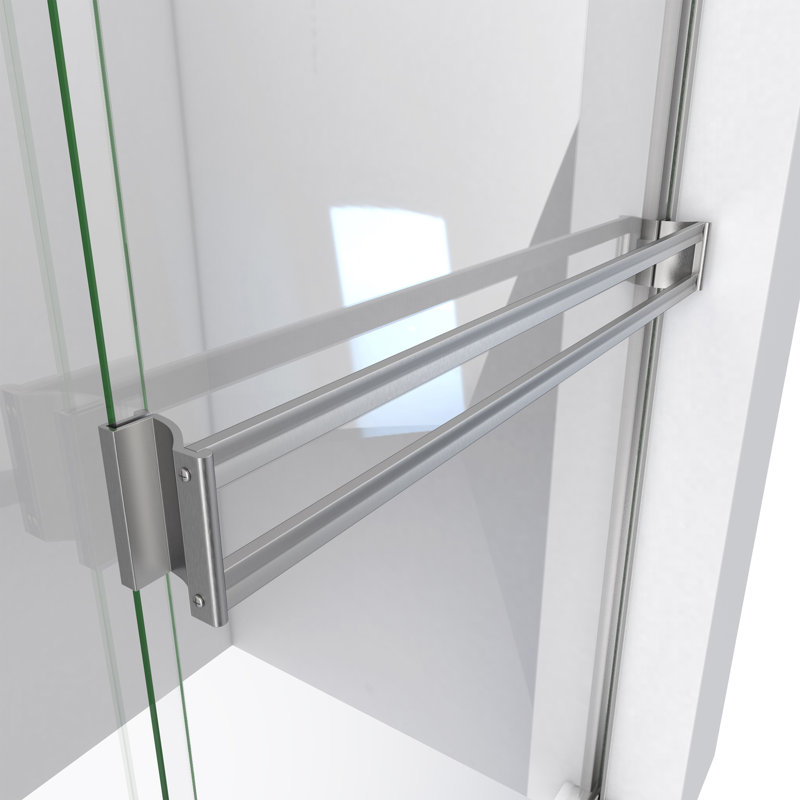 - W x 55.375'' H Bypass Door Semi-Frameless Tub Door with, Brushed Nickel, Clear