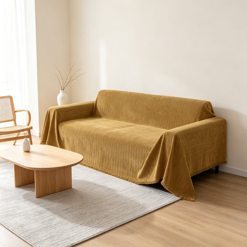 Housse de canapé lavable en chenille pour chiens, housse douce pour animaux de compagnie, protecteur de meuble modulaire épais avec pampilles