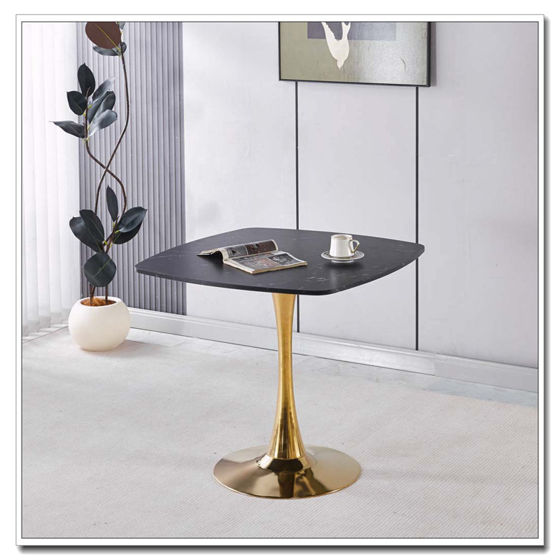 Square Dining Table 31.5 Inch, Black, 28.93"H x 31.5"L x 31.5"W