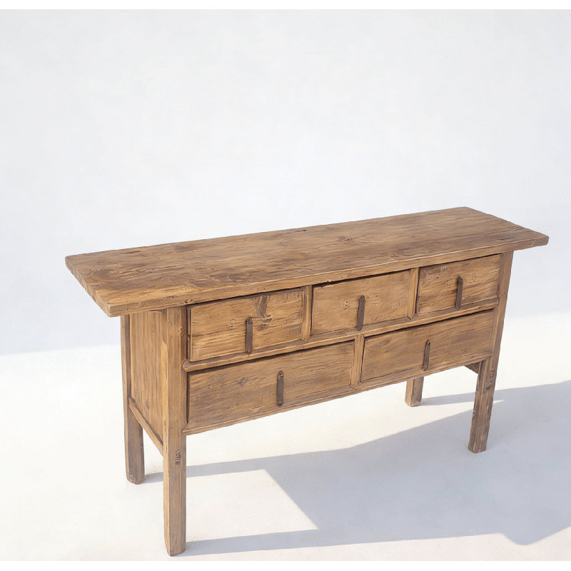 Console antique chinoise avec cinq tiroirs