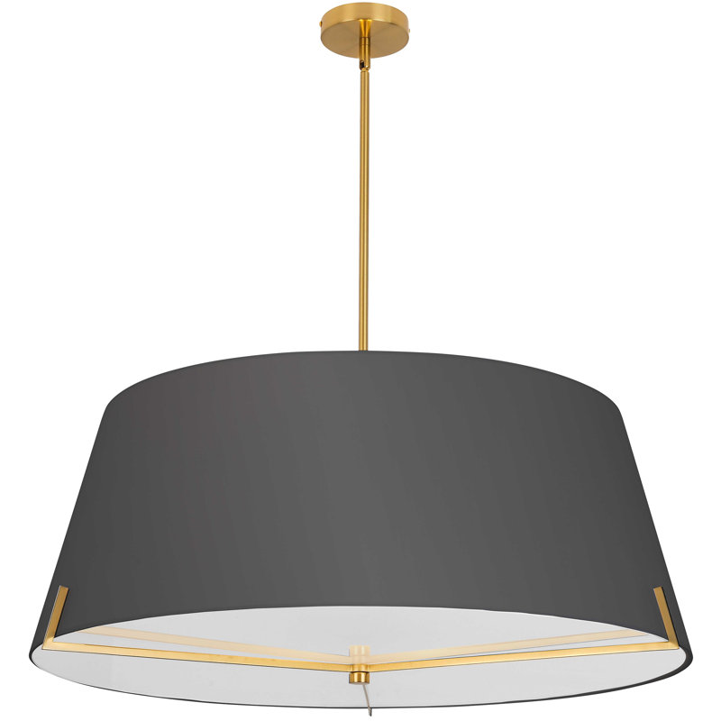 Luminaire suspendu 4 lumières Krisna, Laiton vieilli, Noir, H 12,5 po x l 33 po x P 33 po