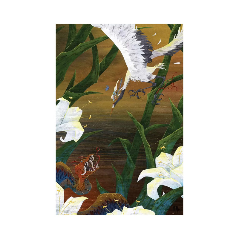 Righteous Crane by Martin Hsu - Print on Canvas, 66.04 cm H x 45.72 cm W x 1.91 cm D, Wrapped Canvas