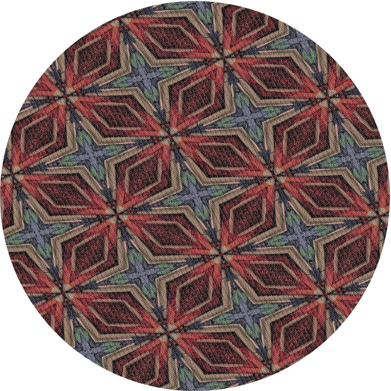 Tapis rouge / bleu Power Loom, Rond 5 pi