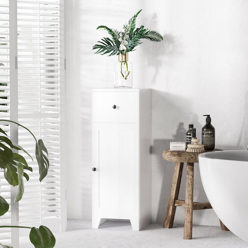 Armoire de rangement blanche avec tablette réglable et tiroir durable pour économiser de l'espace