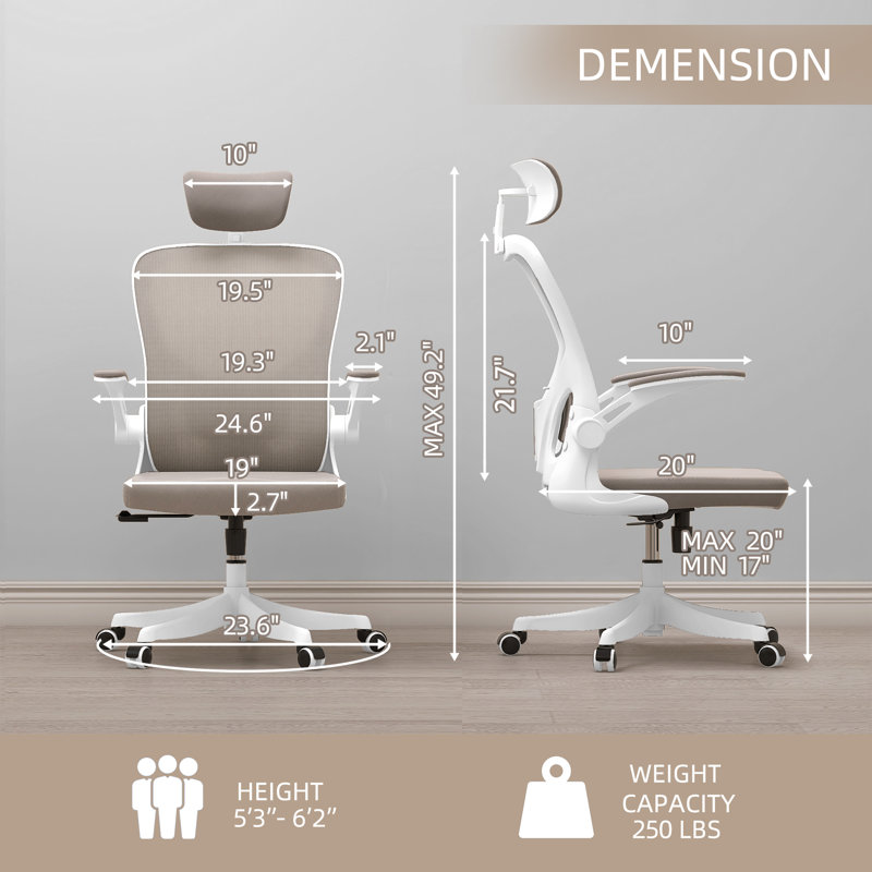 Fauteuil de bureau Misheel, Beige