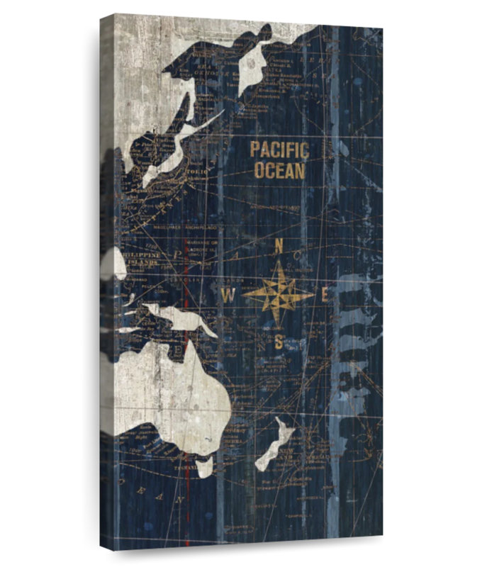 Carte du vieux monde - V bleu, H 24 po x l 12 po