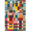 Tapis multicolore multicolore à motif géométrique abstrait à franges et lavable à la machine-752758258