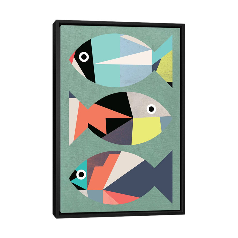 " Little Fish " by Susana Paz, 26" H x 18" W x 1.5" D, Black Framed Canvas, No Mat