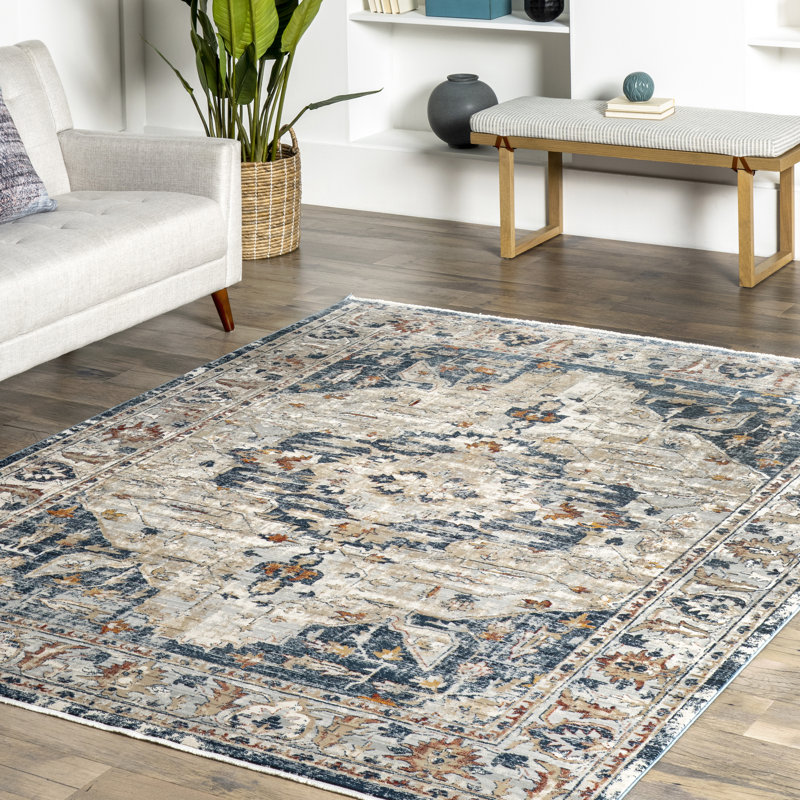 Tapis oriental brun clair / gris Wagner, Rectangle 6 pi 7 po x 9 pi