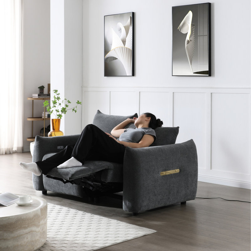 Fauteuil inclinable de salon moderne, lin gris foncé et équipement portuaire avec