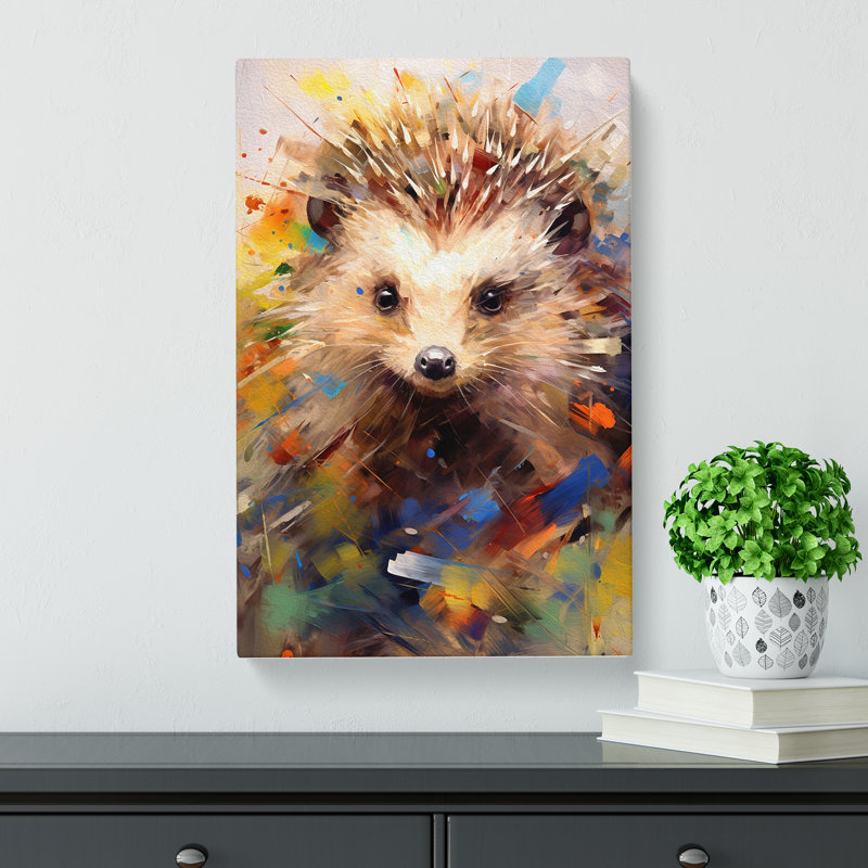 Hedgehog Gestural - Wrapped Canvas, 50cm H x 35cm W x 3cm D