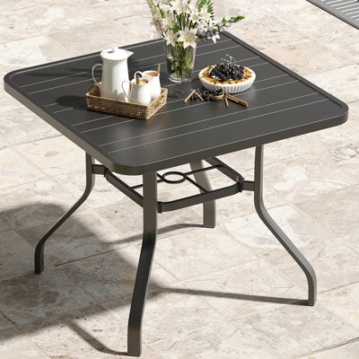 Patio Dining Table 35"x35", Square Outdoor Dining Table with 1.57" Umbrella Hole, Metal Outdoor Furniture for Patio, Graden, Backyard and Poolside, Weather-Resistant