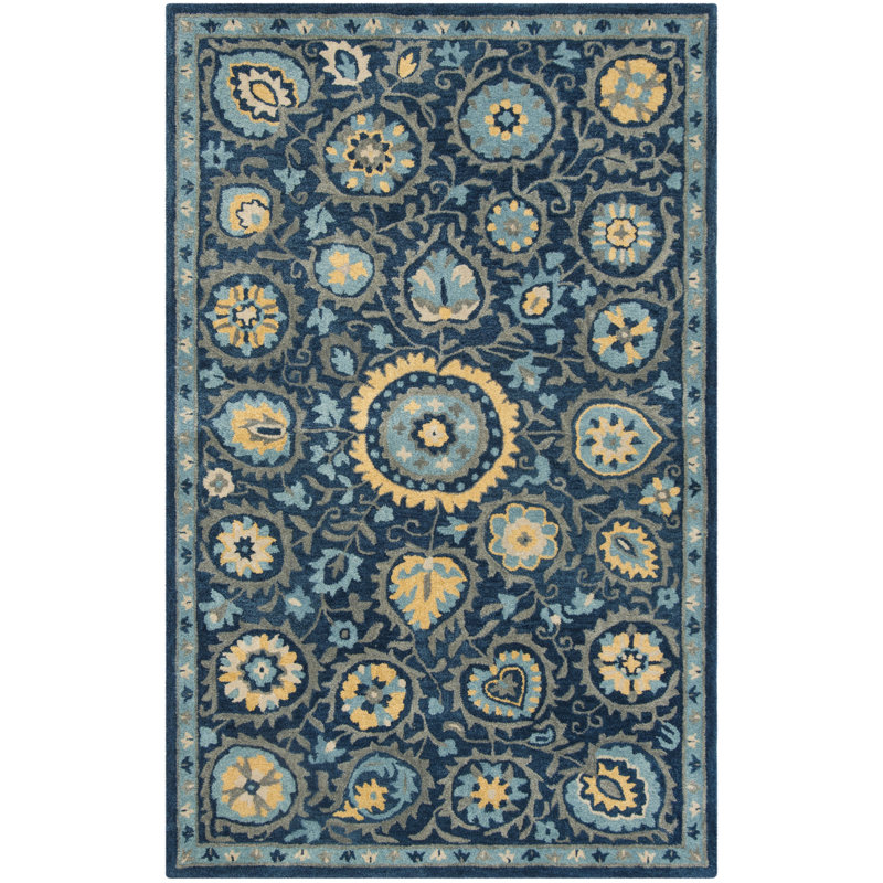 Tapis bleu en laine touffeté à la main Dipietro, Rectangle 8 pi x 10 pi