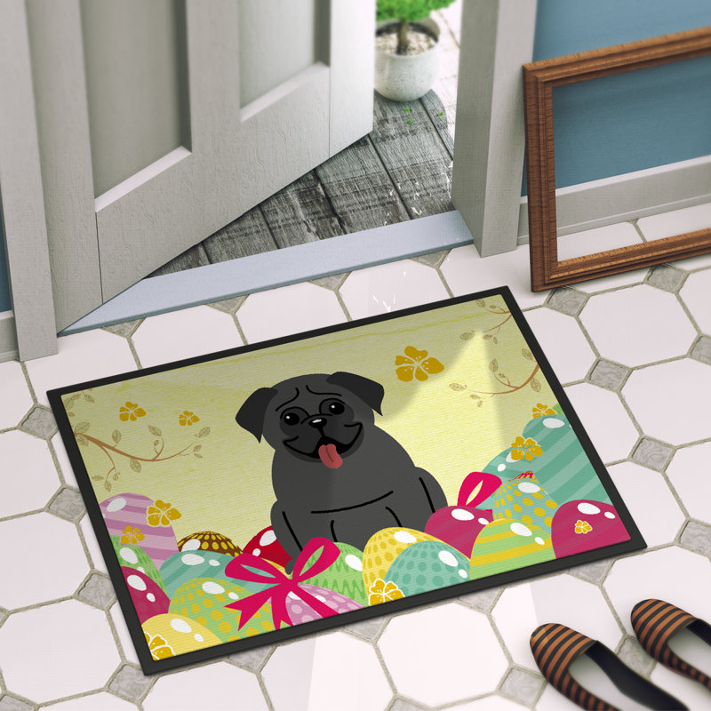 Tapis d'extérieur antidérapant Saroyan, Noir / Jaune, L 36 po x l 24 po