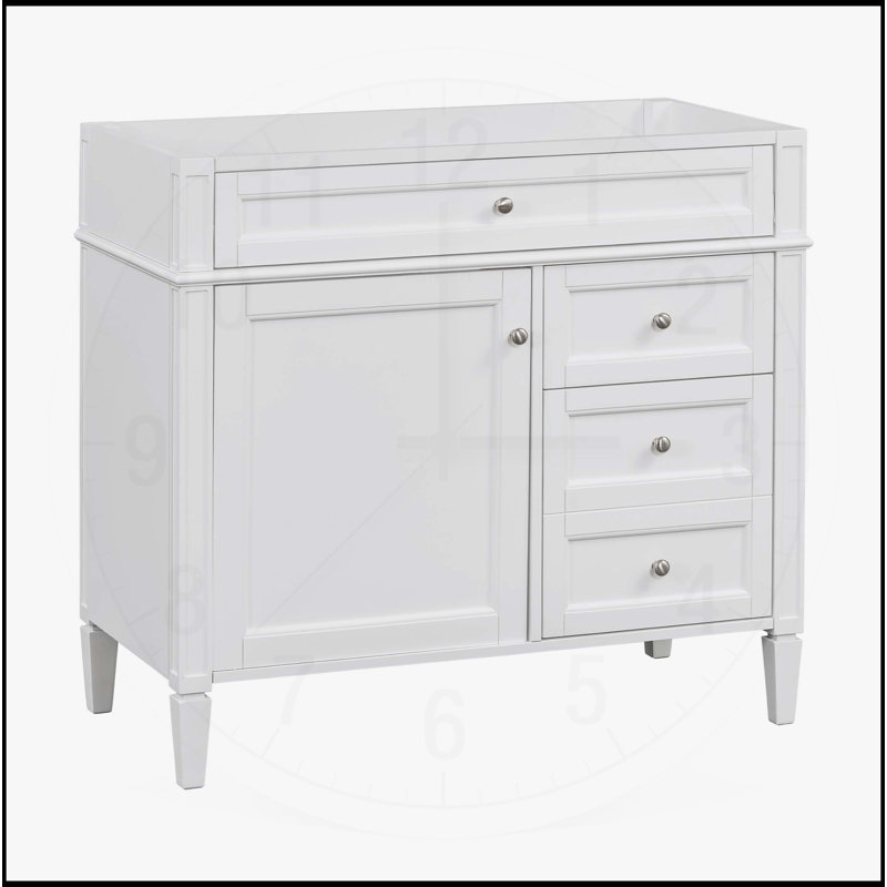 Meuble-lavabo de salle de bain sans lavabo supérieur, H 33 po x l 35,74 po x P 17,87 po, Blanc