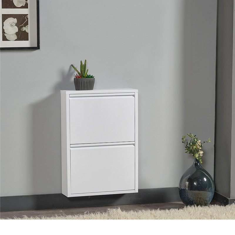 4 Pair Shoe Storage Cabinet, White