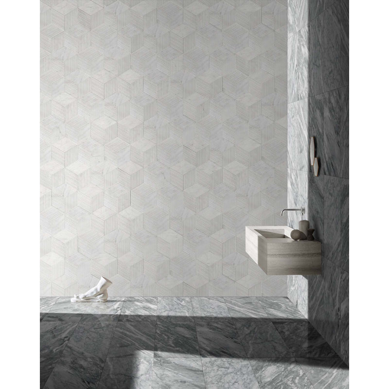 Carrelage hexagonal en pierre naturelle texturée 3D Hexagon pour mur, 1 boîte de 12 pièces