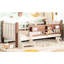 Lit simple en bois massif avec rangement, escalier et garde-corps, beige, solution de rangement en pin facile à monter-130115584-130115586
