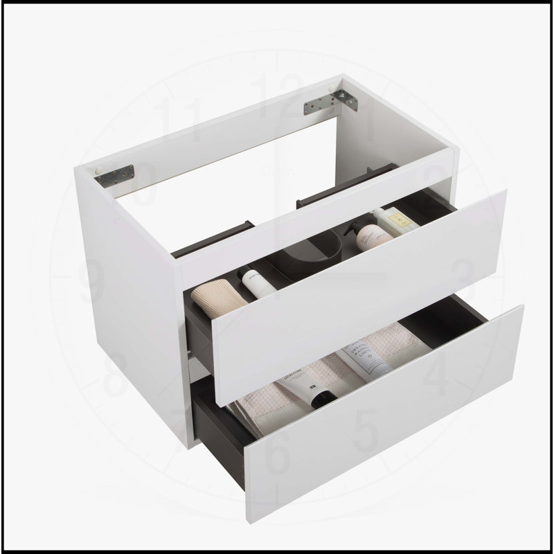 Meuble-lavabo mural avec tiroirs doubles SANS lavabo, Blanc, H 20,5 po x l 29,7 po x P 17,9 po