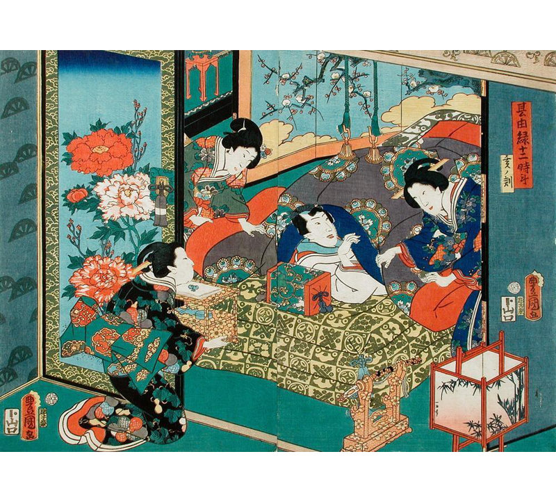 «Hour of the Snake» par Utagawa Kunisada (Toyokuni Iii) - Toile tendue avec châssis, H 24 po x l 17 po