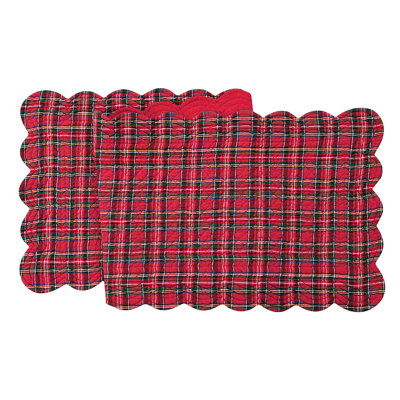 Downton Red Plaid Cotton Table Runner